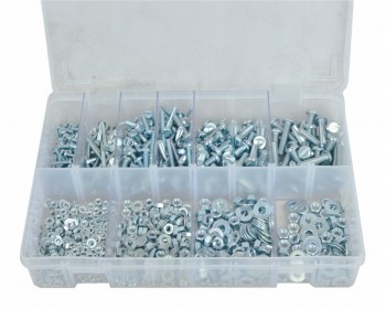 Assorted Round Head Slotted Machine Screws + Nuts & Washers (840)
